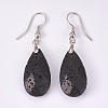 Natural Lava Rock Dangle Earrings EJEW-P150-A010-2