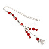 Natural Malaysia Jade Round Beads & Alloy Angel Bookmarks AJEW-TA00052-1