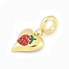 Brass Red Enamel Heart European Dangle Charms KK-Z090-07G-01-2