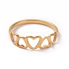 Ion Plating(IP) 201 Stainless Steel Hollow Heart Finger Ring for Women RJEW-J051-09G-2