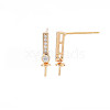 Brass Micro Pave Clear Cubic Zirconia Stud Earring Findings KK-S364-049-3