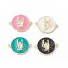 Rack Plating Brass Enamel Connector Charms KK-B065-24G-1