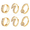  Jewelry 3 Pairs 3 Style Round & Lightning Bolt & Square Cubic Zirconia Huggie Hoop Earrings EJEW-PJ0001-03-1