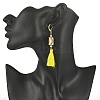 Glass Seed Braided Column with Tassel Dangle Leverback Earrings EJEW-MZ00056-3