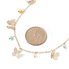 Brass Butterfly & Glass Beaded Charms Necklace with 304 Stainless Steel Chains for Women NJEW-TA00042-5