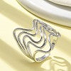 304 Stainless Steel Wave Open Cuff Ring for Women RJEW-M025-01P-1