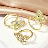 Brass Micro Pave Clear Cubic Zirconia Enamel Finger Rings RJEW-L113-025G-3