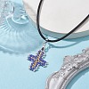 Glass Seed Cross Pendant Necklaces NJEW-MZ00025-03-2