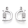 Rhodium Plated 925 Sterling Silver Micro Pave Cubic Zirconia Charms STER-T004-12P-1