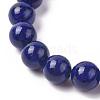 Round Natural & Dyed Lapis Lazuli Beaded Stretch Bracelets BJEW-O118-05-2