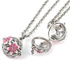 Brass Enamel with Rhinestone Pendant Necklaces NJEW-G089-09C-05-1