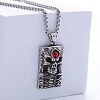 Vintage Hip-hop Stainless Steel Skull Red Evil Eye Pendant Necklaces for Men HR1358-2