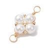 Glass Pearl Copper Wire Wrapped Flower Connector Charms PALLOY-JF03048-01-4