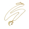 Golden Brass Crescent Moon Pendant Necklace with Rhinestone NJEW-Z015-01A-G-1