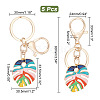 CHGCRAFT 1 Set Monstera Leaf Alloy Enamel Keychain KEYC-CA0001-33-2