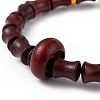 Sandalwood Column Beaded Stretch Bracelet for Women BJEW-H566-11A-3