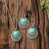 Bohemian Ethnic Style Zinc Alloy & Synthetic Turquoise Pendant Necklaces & Dangle Earrings Sets WG7E01E-09-1