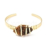 Natural Tiger Eye Horse Eye Beaded Cuff Bangle G-D458-01G-05-RS-2