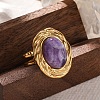 Oval Natural Amethyst Finger Rings RJEW-M063-01G-16-1