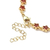 Star Brass Pave Cubic Zirconia Link Chain Bracelets for Women BJEW-P385-03G-05-3