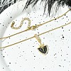 304 Stainless Steel & Rhinestone & Enamel Pendant Necklaces for Women NJEW-G157-03G-3