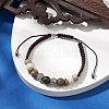 Round Lava Rock & Wood Braided Beads Bracelets BJEW-JB10991-2