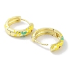 Real 18K Gold Plated Brass Enamel Flower Print Hoop Earrings for Women EJEW-L269-115G-3