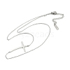 304 Stainless Steel Religion Curved Cross Pendant Cable Chain Necklaces for Women NJEW-P320-13P-4