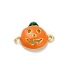 Halloween Brass Orange Enamel Connector Charms KK-F915-04B-G-1