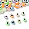70Pcs 7 Colors Luminous & Printed Opaque Acrylic Beads LACR-FS0001-01-2