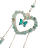 Natural Green Aventurine Chip & Brass Heart Hanging Ornaments HJEW-TA00258-4