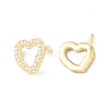 Plastic Imitation Pearl Beaded Hollow Out Heart Stud Earrings EJEW-F306-02G-2