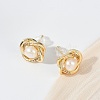 Brass Imitation Pearl Stud Earrings KK-D301-06G-4