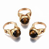 Adjustable Gemstone Round Finger Rings RJEW-T019-01-KC-2