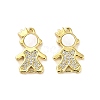 Brass Micro Pave Clear Cubic Zirconia Prince Connector Charms KK-K365-15B-G-1