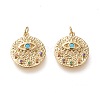 Brass Micro Pave Cubic Zirconia Hammered Pendants X-ZIRC-L098-011G-1