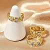 Brass Micro Pave Clear Cubic Zirconia Enamel Cuff Rings for Women RJEW-L113-028G-2