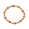 Round Natural Sunstone & Citrine Beads Stretch Bracelets for Women UX1023-2-1