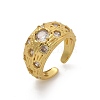 Brass Micro Pave Clear Cubic Zirconia Cuff Rings for Women RJEW-U041-12G-4