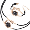 Number 6 Alloy & Acrylic & Wax Cord Double Layer Necklaces & Bracelets Sets for Women SJEW-CY0001-02-7