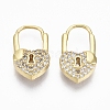 Brass Micro Pave Clear Cubic Zirconia Huggie Hoop Earrings EJEW-R114-009-NF-1