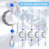 4Pcs Glass Teardrop & Alloy Moon Pendant Decorations HJEW-DC00104-2