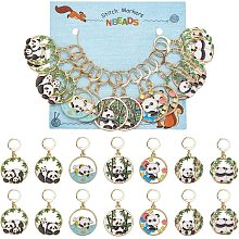 Alloy Enamel Panda Pendant Stitch Markers HJEW-AB00267