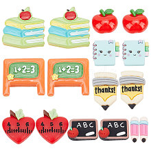 SUNNYCLUE 32Pcs 8 Styles School Theme Opaque Resin Cabochons CRES-SC0002-51