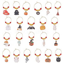 Halloween Alloy Enamel Wine Glass Charms AJEW-JO00182