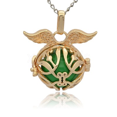 Golden Tone Brass Cage Pendants KK-J213-15G-1