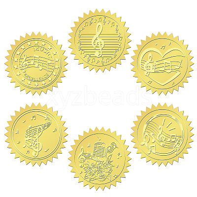 6 Patterns Aluminium-foil Paper Adhesive Embossed Stickers DIY-WH0451-012-1