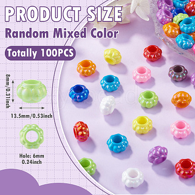 100Pcs Pearlized UV Plating Opaque Acrylic European Beads SACR-TA0001-77B-1