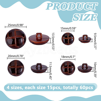 60Pcs 4 Style Plastic Shank Buttons BUTT-HY0001-19B-1