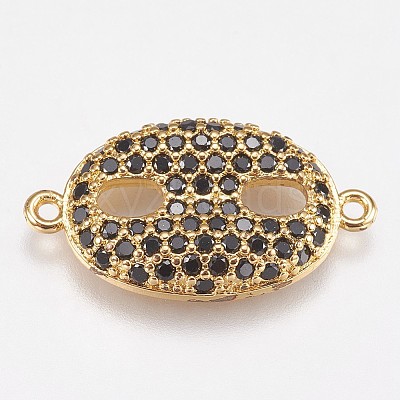 Brass Micro Pave Cubic Zirconia Links KK-I614-006G-1